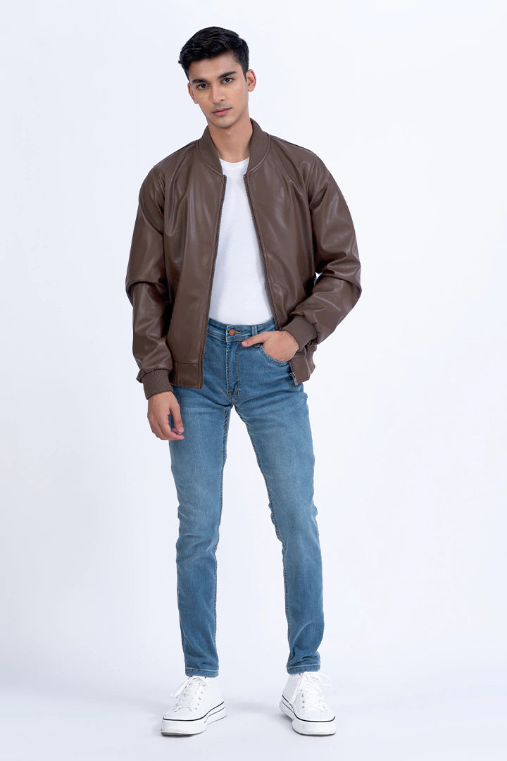 Coffee shop faux leather on sale jacket