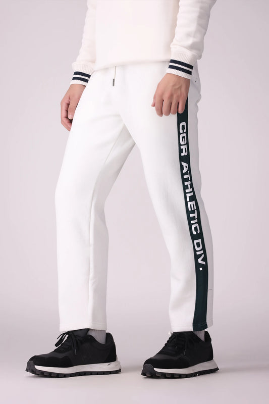 Comfort Fit Side Striped Trousers Men Trouser Winter 2024 Knit Story COUGAR- (Men Winter 2024) S Cream White Men