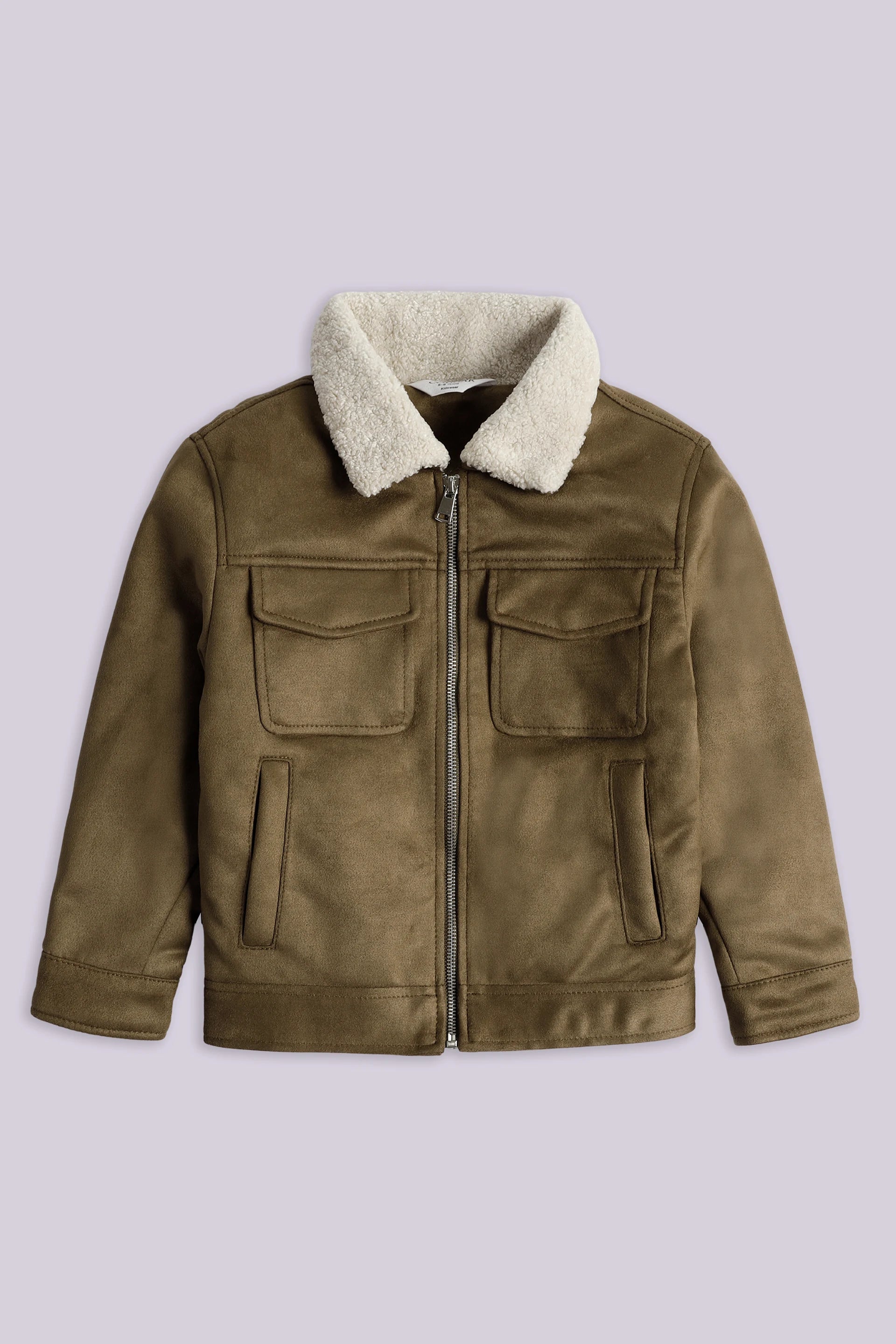 Sherpa Collar Suede Jacket Boy Jacket Winter 2024 COUGAR- (Boy Junior Winter 2024) 5-6 Y Camel Boy