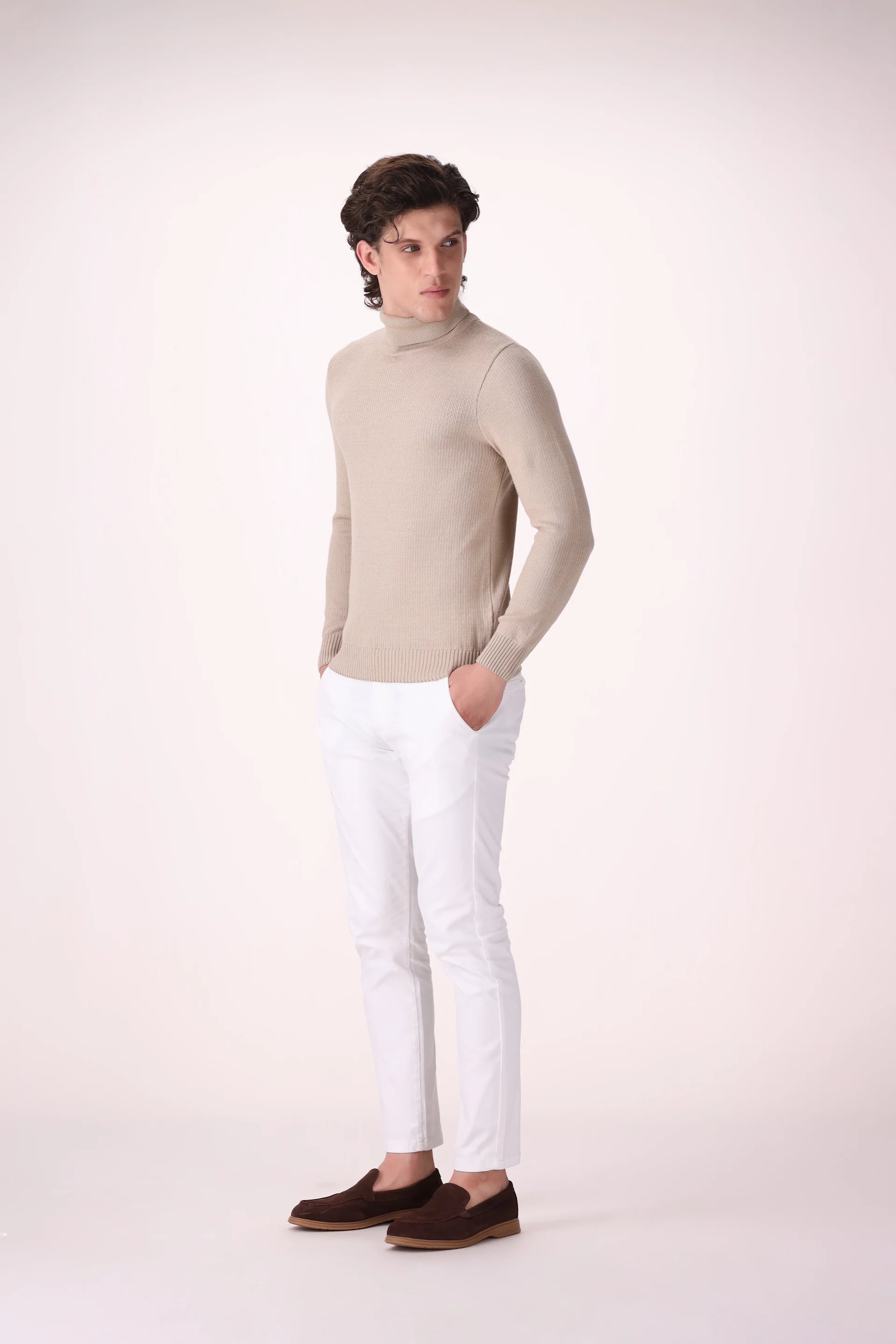 Extra Fine Roll Neck Sweater Luxury Men Sweater COUGAR (MEN OLD MONEY W24)