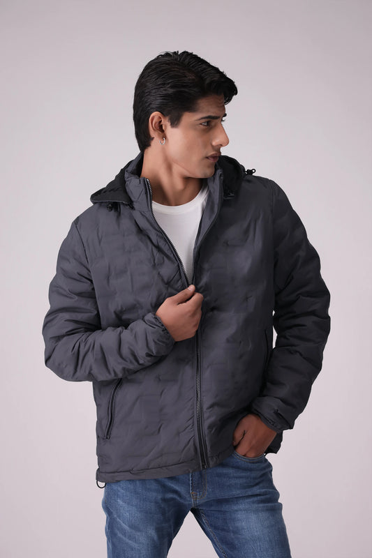 Quilted Hooded Jacket Men China-Jacket Winter 2024 Knit Story COUGAR- (Men Winter 2024) M Grey Men