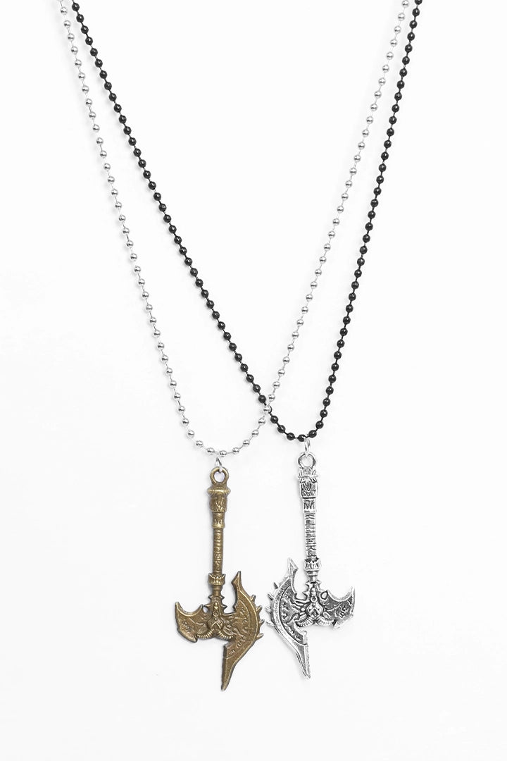 Axe Pendant Double Chain Necklace - Cougar Clothing