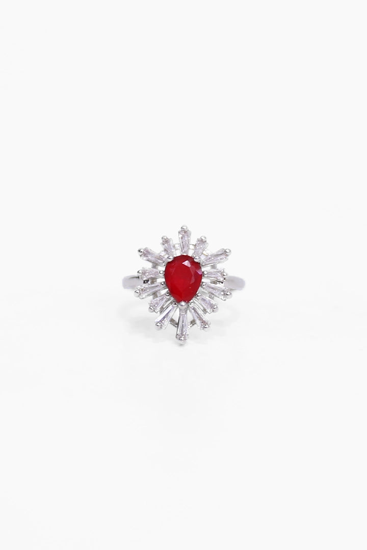 Drop Shape Red Stone Ring - Cougar Clothing