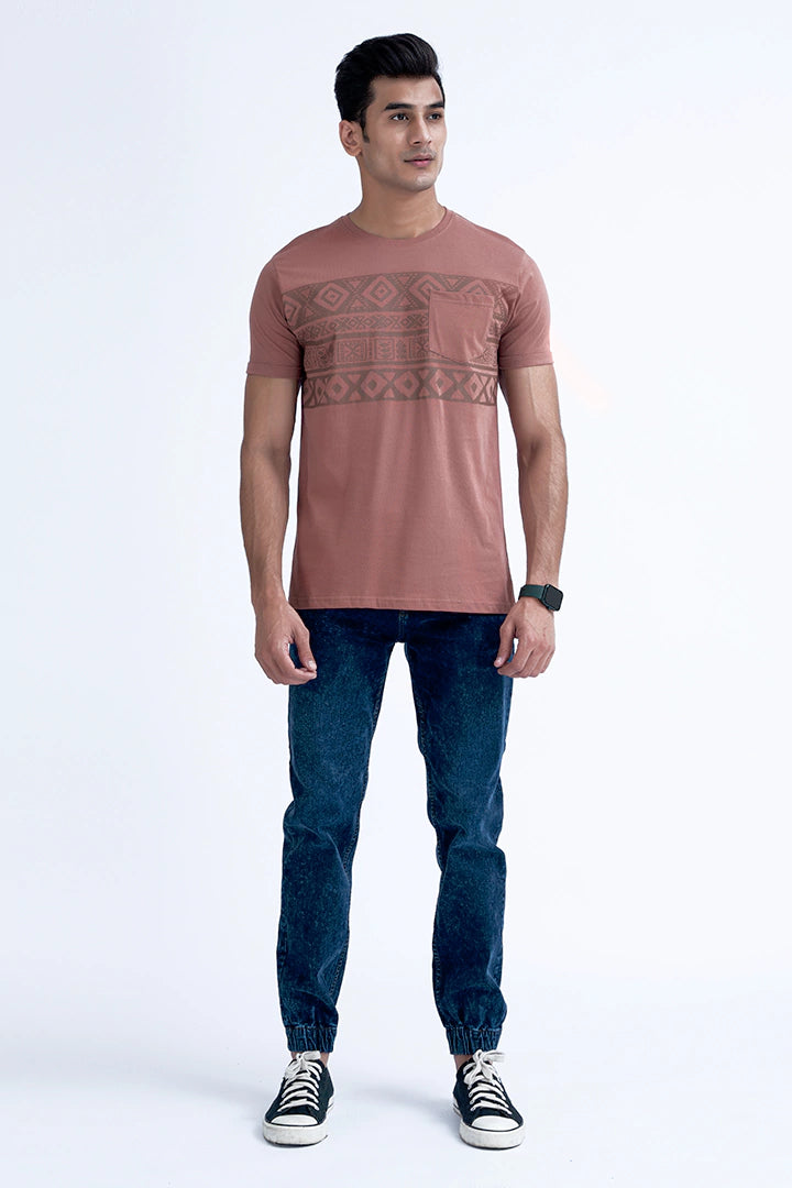 Clove Brown Tribal Print T-Shirt Men T-Shirt Pre Fall 2023 Vortex COUGAR XS Brown 