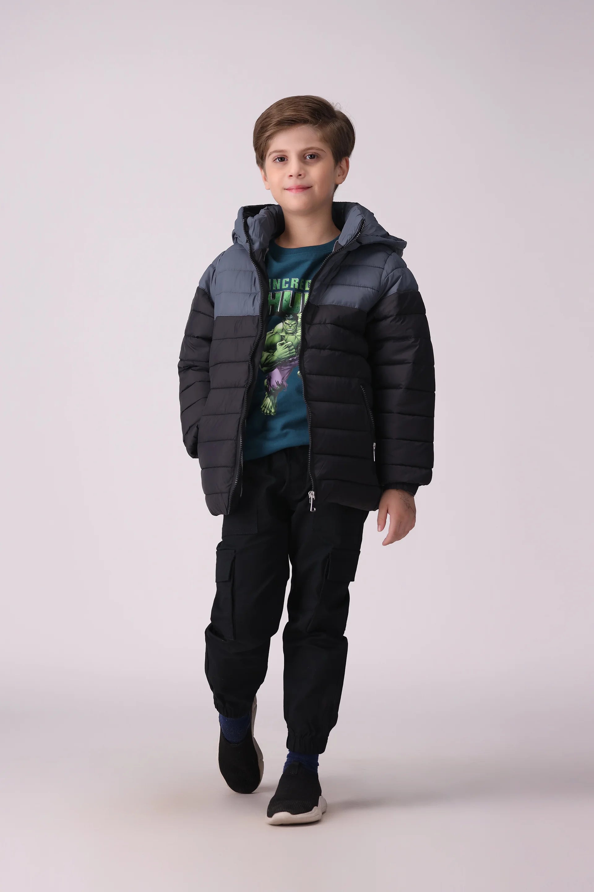 Color Block Jacket With Detachable Hood Boy Jacket Winter 2024 COUGAR- (Boy Junior Winter 2024)