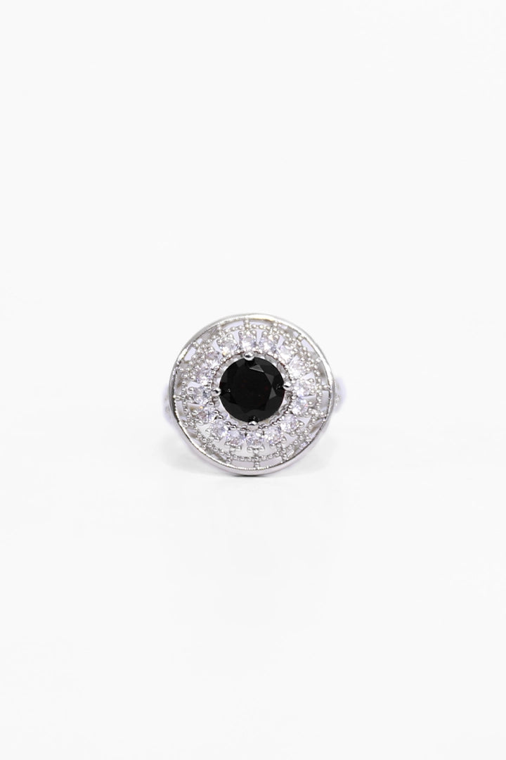 Round Shape Black Stone Ring - Cougar Clothing