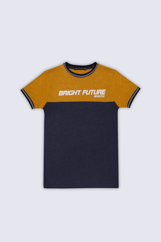 Color Block Text T-Shirt Men Tee Summer V-1 2024 AURA COUGAR