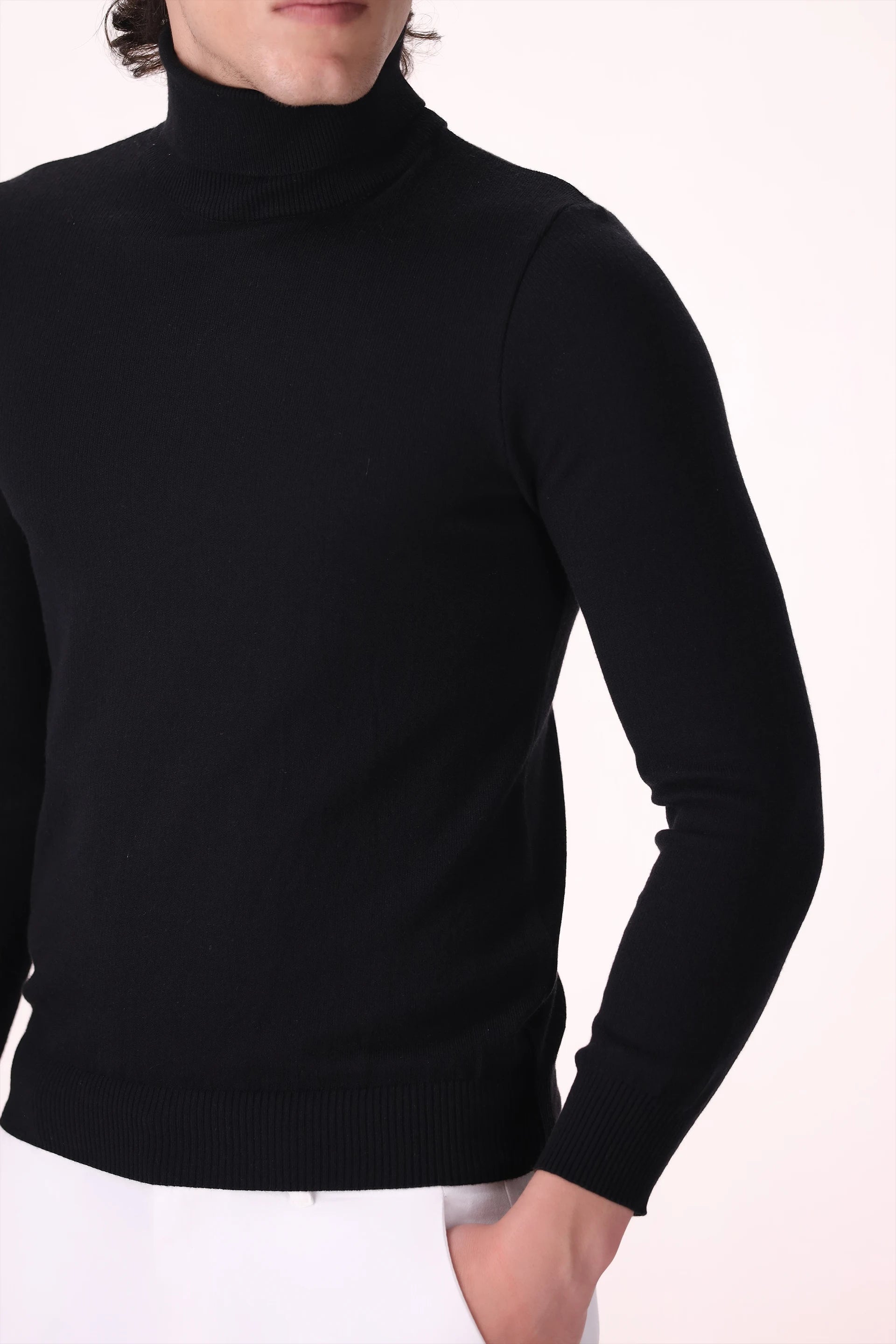 Extra Fine Roll Neck Sweater Luxury Men Sweater COUGAR (MEN OLD MONEY W24)