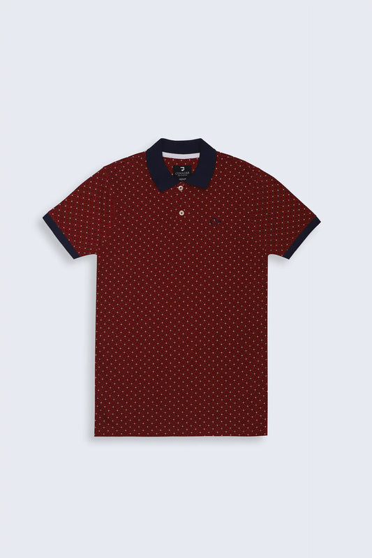 Red Printed Polo Men Polo Summer V-2 2024 URBAN STATION COUGAR   