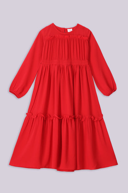 Ruffled Tiered Long Dress