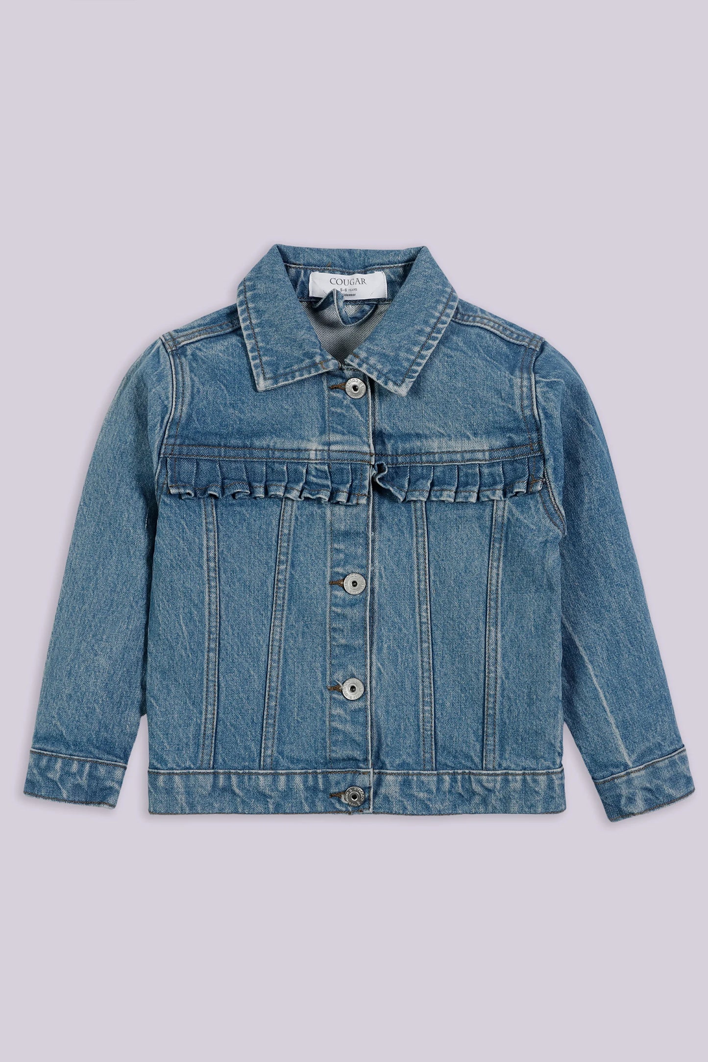 Denim Back Printed Jacket Girl Jacket Winter 2024 COUGAR- (Girl Junior Winter 2024) 5-6 Y Light Blue 