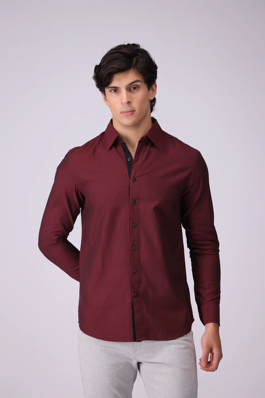 Slim Fit Shirt Men Shirt COUGAR (S V-1 2025) S Maroon Men