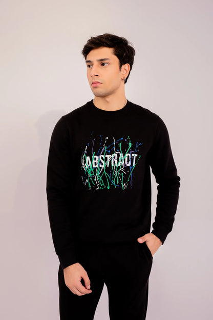 ABSTRACT Printed Sweatshirt Men Sweatshirt Winter 2024 Knit Story COUGAR- (Men Winter 2024) S Black 