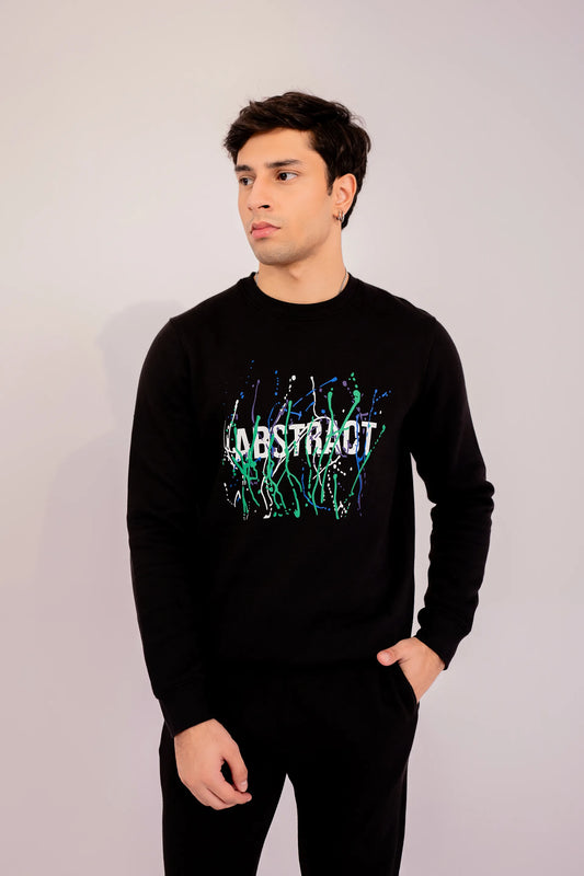 ABSTRACT Printed Sweatshirt Men Sweatshirt Winter 2024 Knit Story COUGAR- (Men Winter 2024) S Black Men