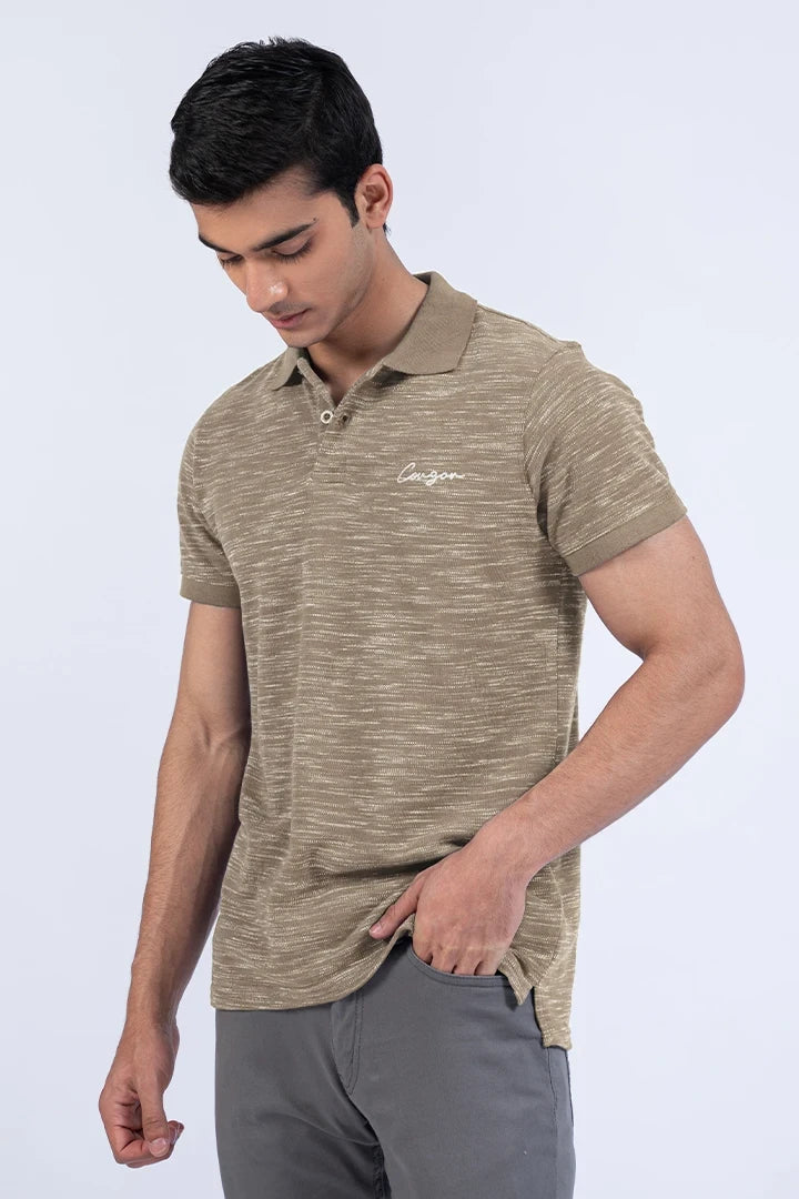 Textured Polo Men Polo Summer V-2 2024 URBAN STATION COUGAR   