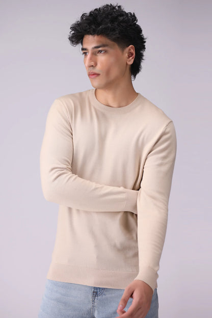 Crew Neck Cotton Sweater Men China Sweater Winter 2024 Knit Story COUGAR- (Men Winter 2024) M Sand Men