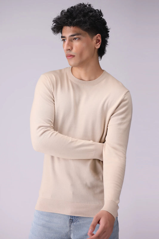 Crew Neck Cotton Sweater Men China Sweater Winter 2024 Knit Story COUGAR- (Men Winter 2024) M Sand Men