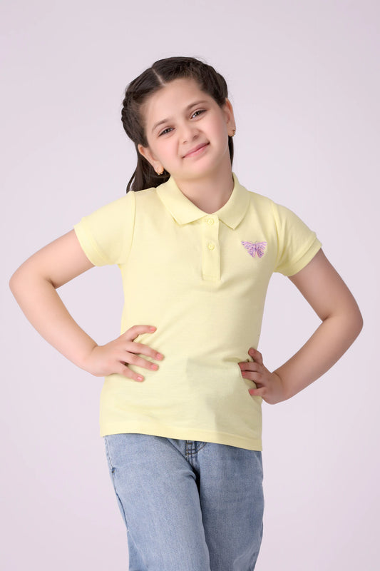 Pique Polo With Embroidered Butterfly Girl Polo COUGAR Girl (S V-1 2025)