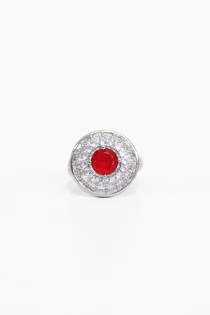 Round Shape Red Stone Ring - Cougar Clothing