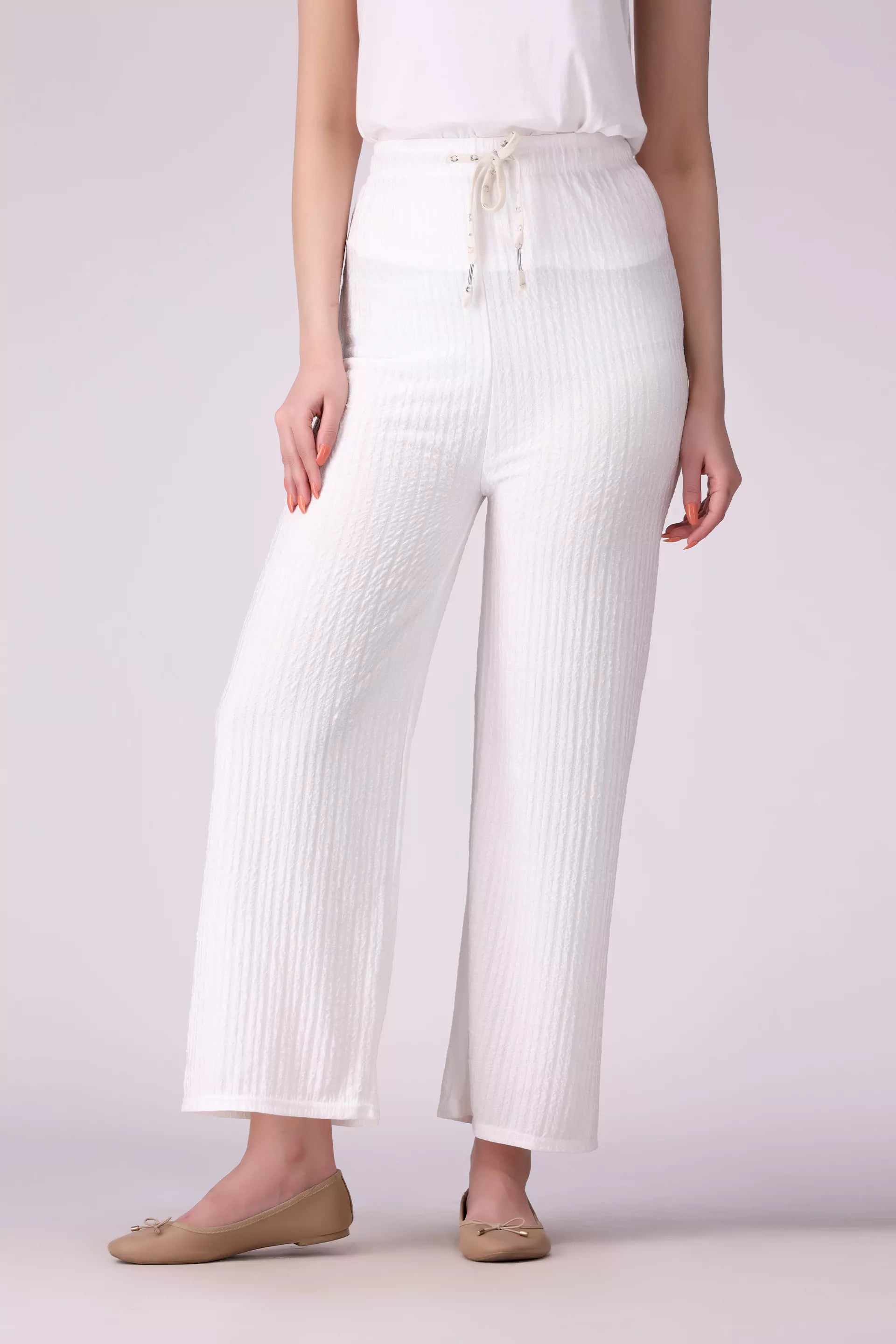 Crushed Culottes Women Trouser COUGAR (S V-1 2025) FREE SIZE White Women