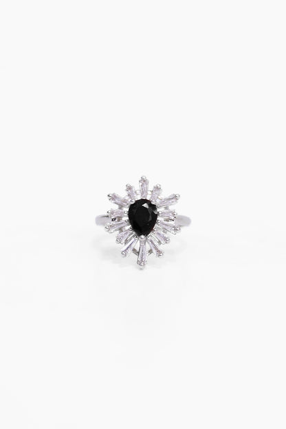 Drop Shape Black Stone Ring. - Cougar Clothing