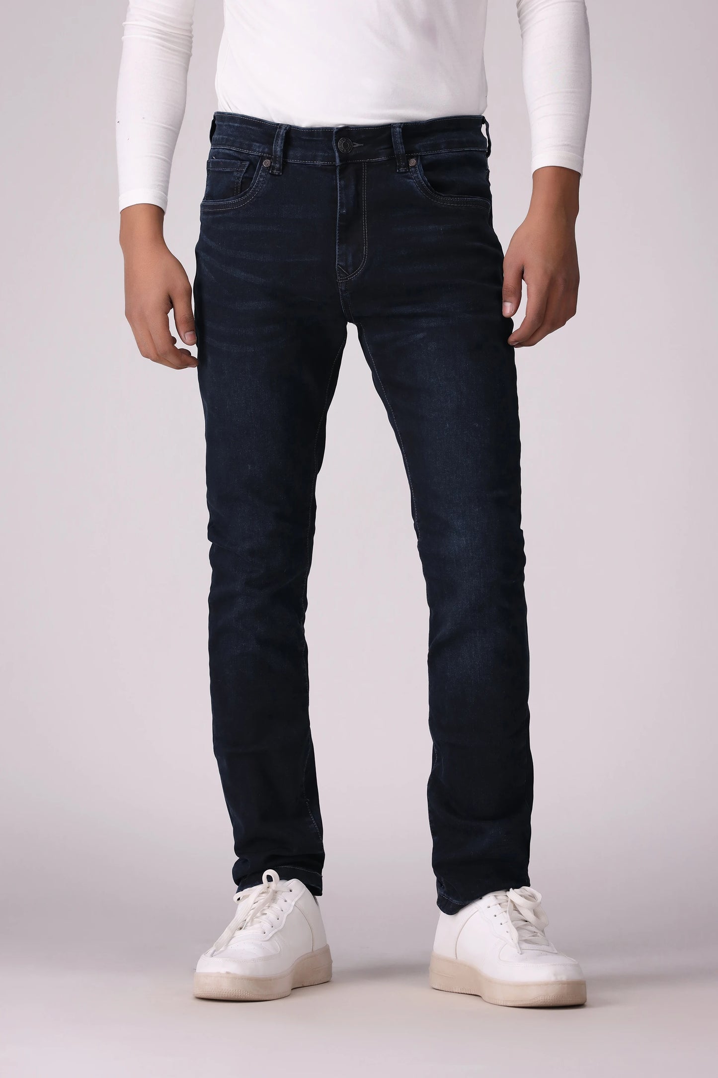 Slim Fit Jeans With Whiskers Men Jean Fall 2024 Core Comfort COUGAR- (Men Fall 2024) 30 Navy Men