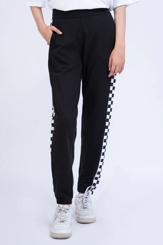 Contrast Striped Jogger Pants Women Trouser Summer V-2 2024 URBAN STATION COUGAR S Black 