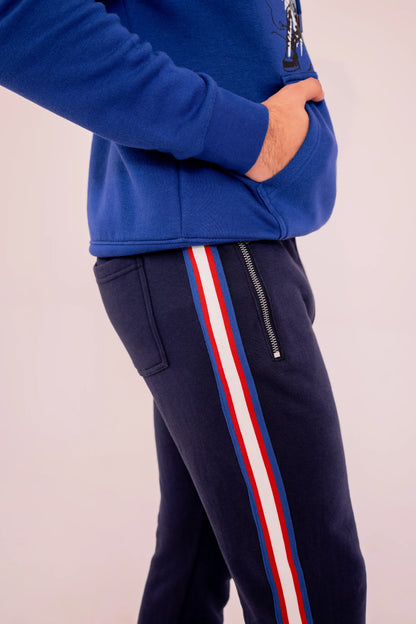 Striped Trousers With Embroidered Badge Men Trouser Fall 2024 Core Comfort COUGAR- (Men Fall 2024)   