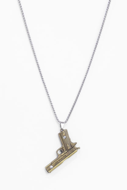 Golden Pistol Pendent Chain Necklace - Cougar Clothing