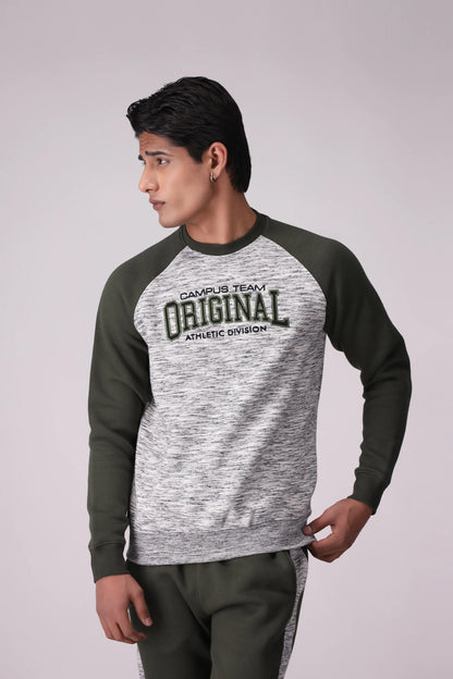 Embroidered Raglan Sweatshirt Men Sweatshirt Winter 2024 Knit Story COUGAR- (Men Winter 2024) S Grey Men