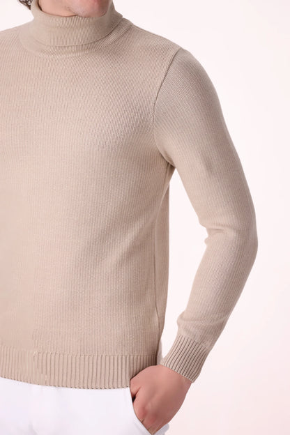 Extra Fine Roll Neck Sweater Luxury Men Sweater COUGAR (MEN OLD MONEY W24)