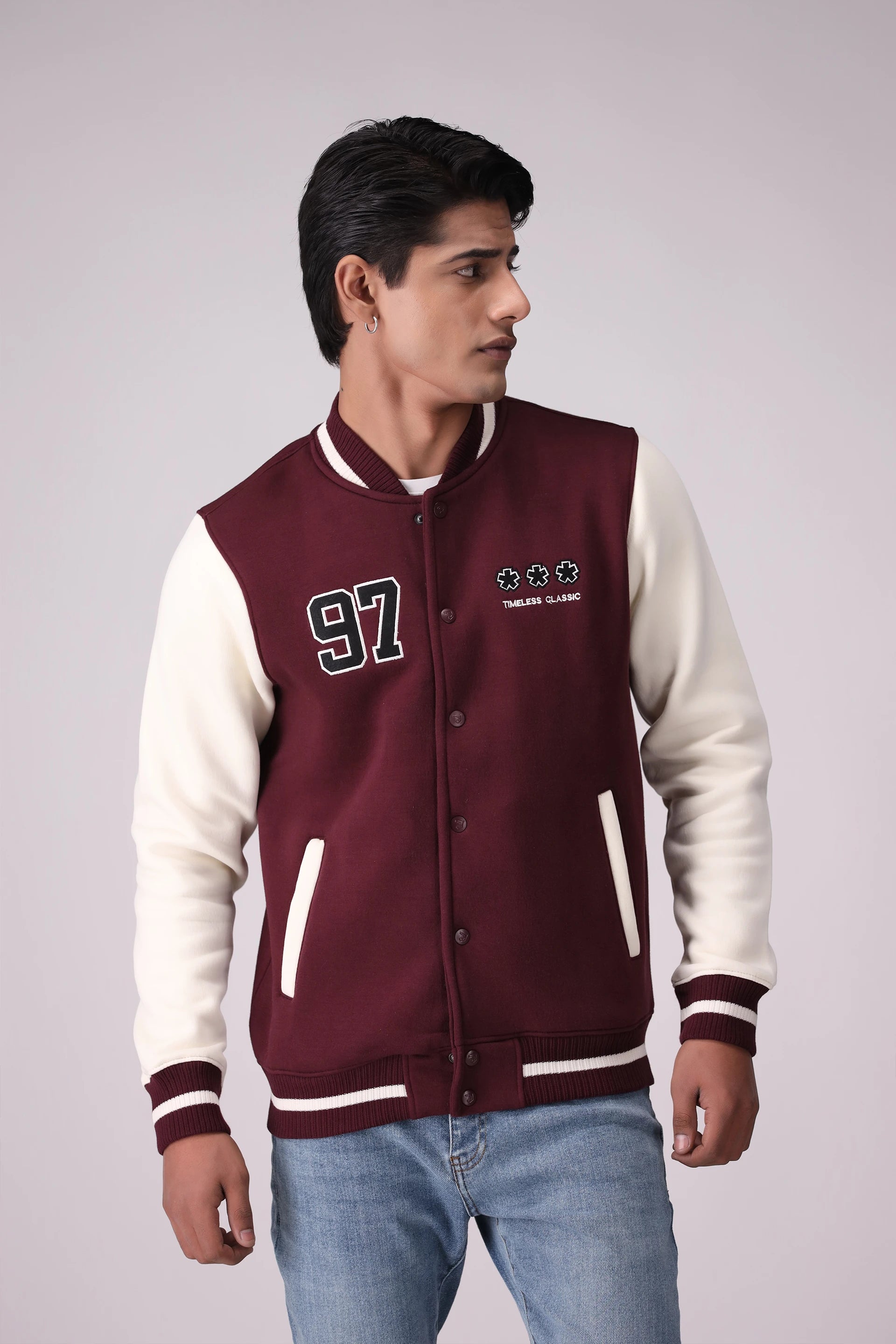 Varsity Jacket Men Jacket Winter 2024 Knit Story COUGAR- (Men Winter 2024) M Wine Men