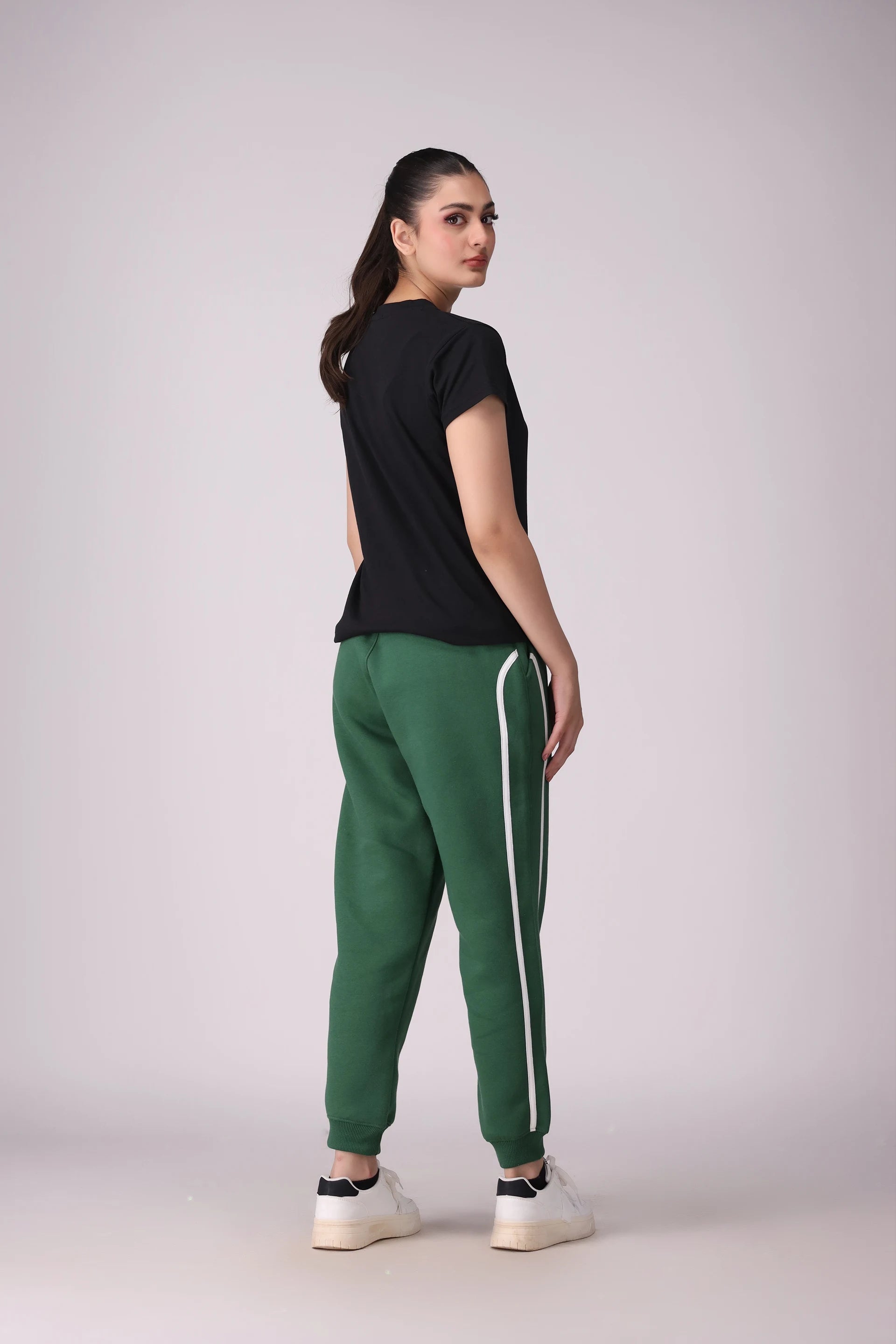 Side Striped Fleece Jogger Pants Women Trouser Winter 2024 Knit Story COUGAR- (Women Winter 2024)