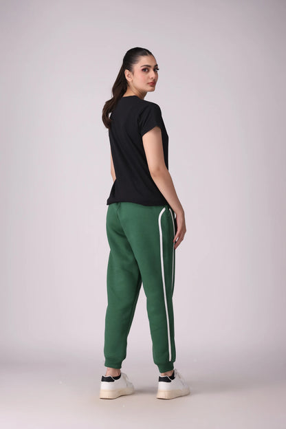 Side Striped Fleece Jogger Pants Women Trouser Winter 2024 Knit Story COUGAR- (Women Winter 2024)