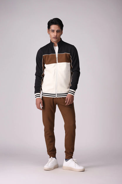 Color Block Interlock Jacket Men Jacket Winter 2024 Knit Story COUGAR- (Men Winter 2024)