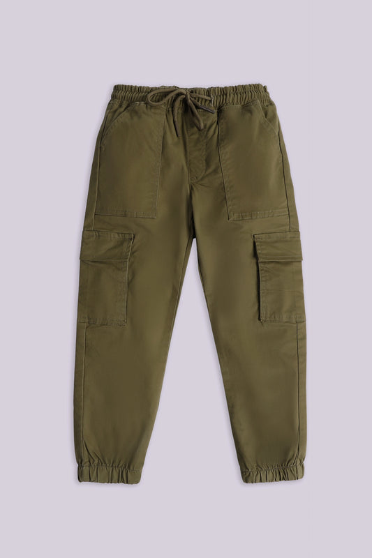 Slim Fit Cargo Jogger Pants Boy Trouser Fall 2024 COUGAR- (Boy Junior Fall 2024) 5-6 Y Olive Boy