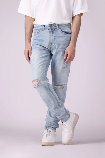 Tapered Fit Ripped Jeans