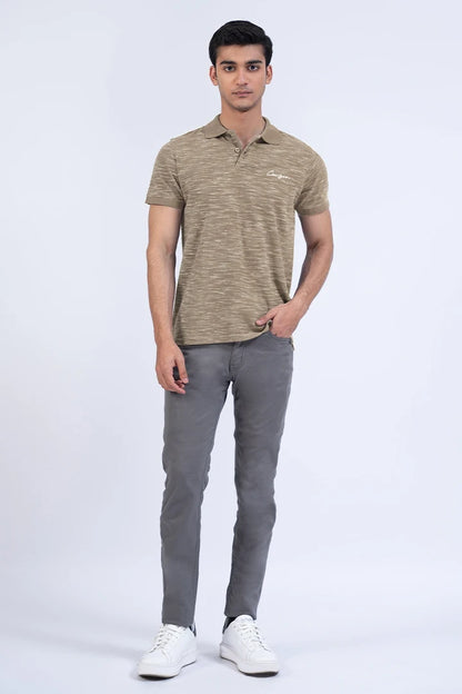 Textured Polo Men Polo Summer V-2 2024 URBAN STATION COUGAR