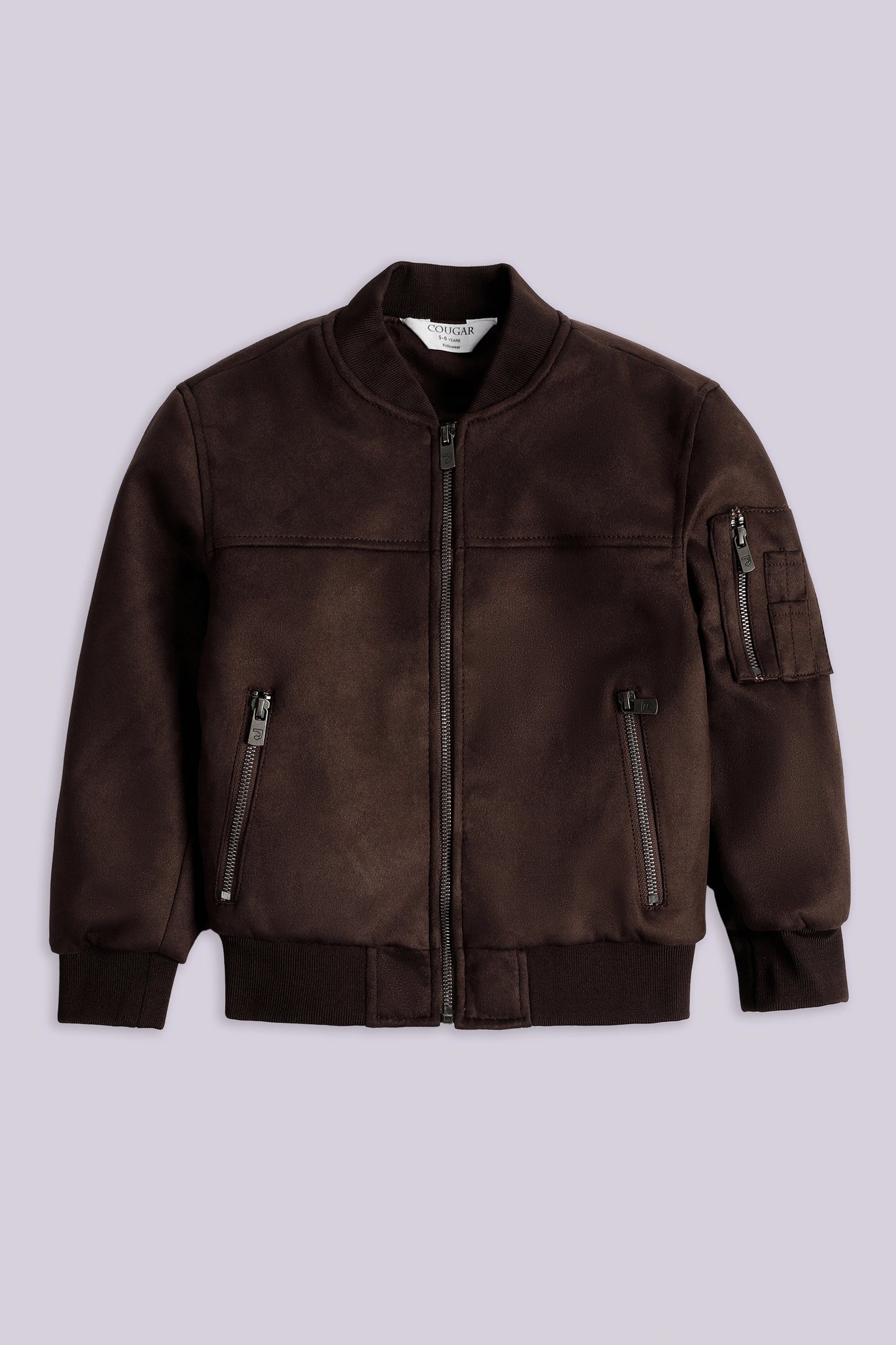 Suede Bomber Jacket Boy Jacket Winter 2024 COUGAR- (Boy Junior Winter 2024) 5-6 Y Coffee Boy