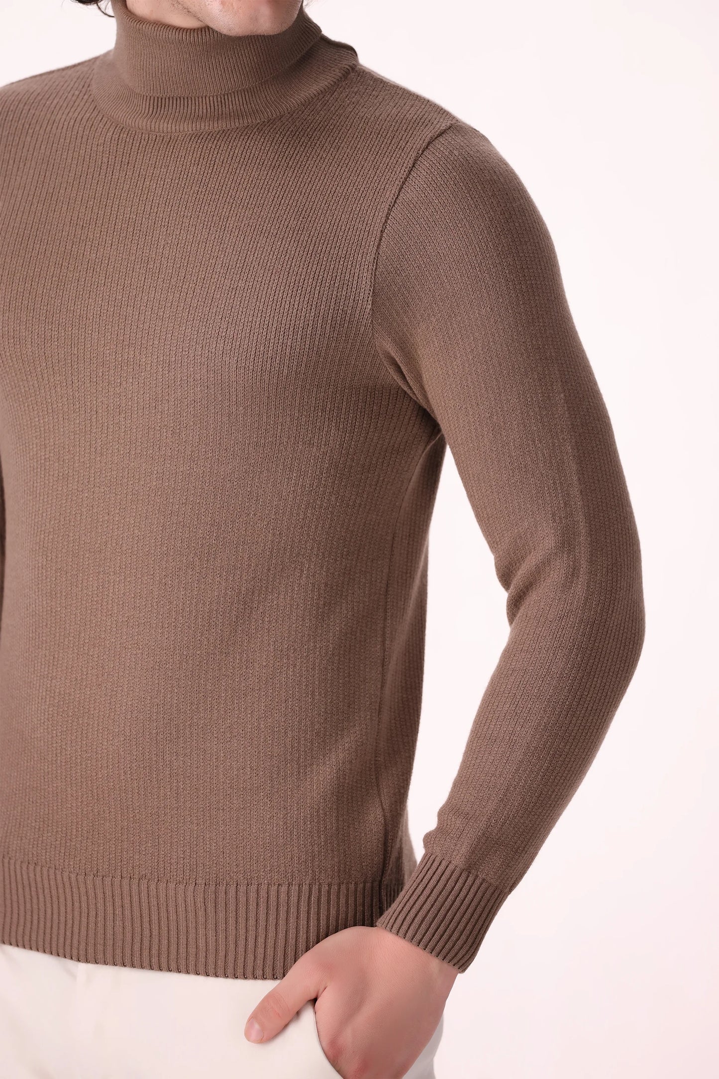 Extra Fine Roll Neck Sweater Luxury Men Sweater COUGAR (MEN OLD MONEY W24)