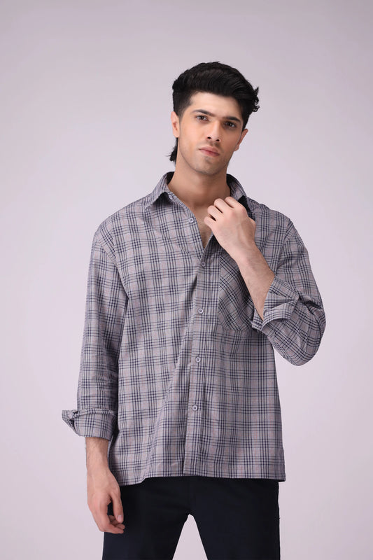 Checkered Chest Pocket Shirt Men Shirt COUGAR (S V-1 2025) S Grey Men