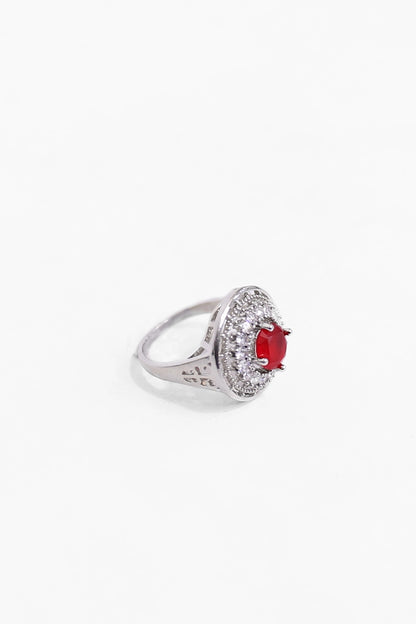 Round Shape Red Stone Ring - Cougar Clothing