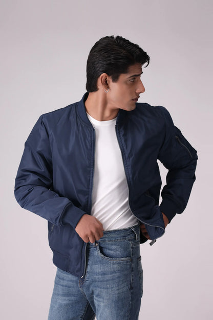 Bomber Jacket With Zipper Pockets Men Jacket Winter 2024 Knit Story COUGAR- (Men Winter 2024)