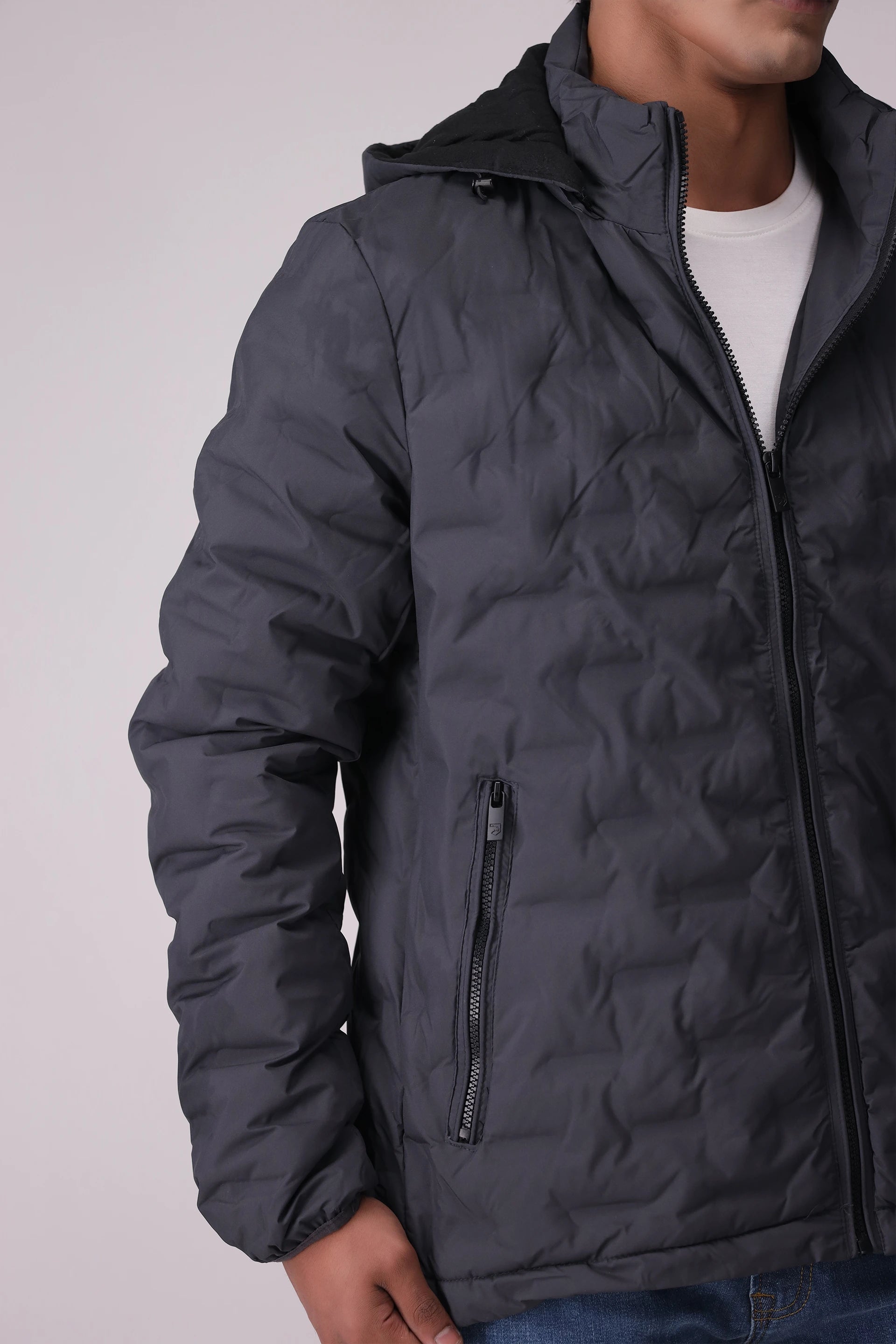 Quilted Hooded Jacket Men China-Jacket Winter 2024 Knit Story COUGAR- (Men Winter 2024)