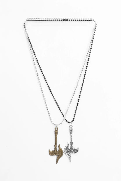 Axe Pendant Double Chain Necklace - Cougar Clothing