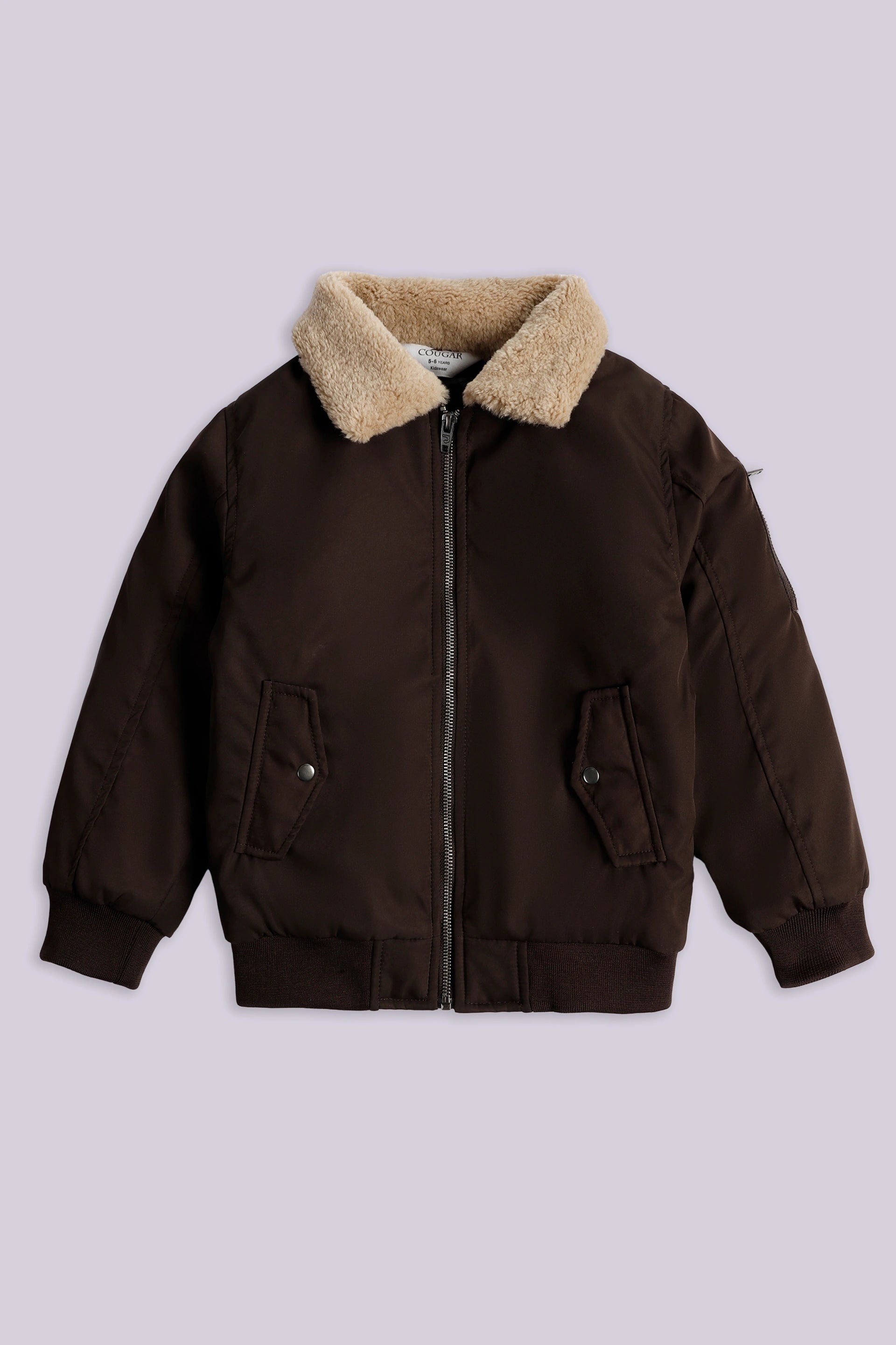 Sherpa Collar Jacket Boy Jacket Winter 2024 COUGAR- (Boy Junior Winter 2024) 5-6 Y Chocolate Boy