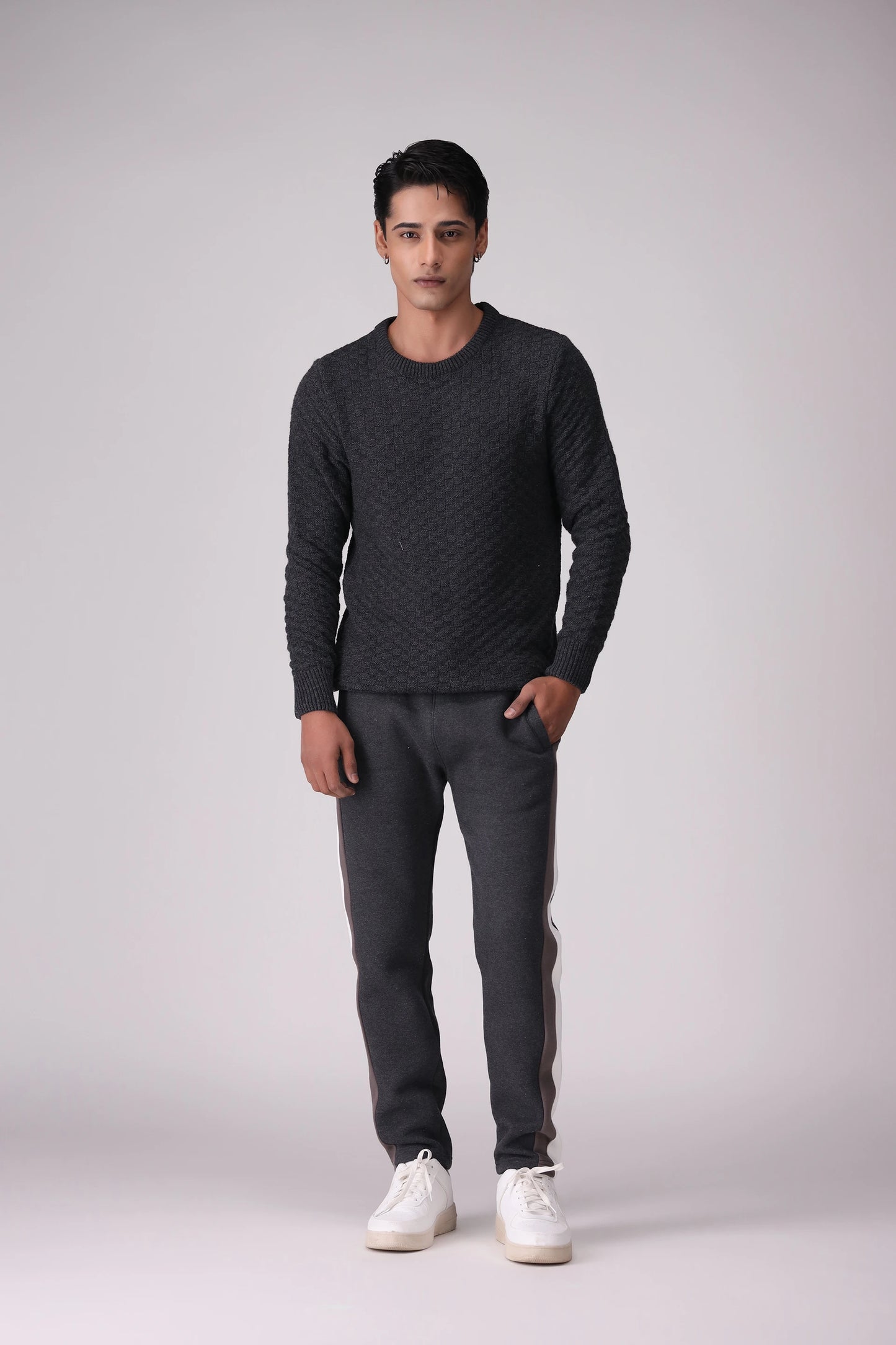 Textured Knitted Ribbed Sweater Men Sweater Winter 2024 Knit Story COUGAR- (Men Winter 2024)