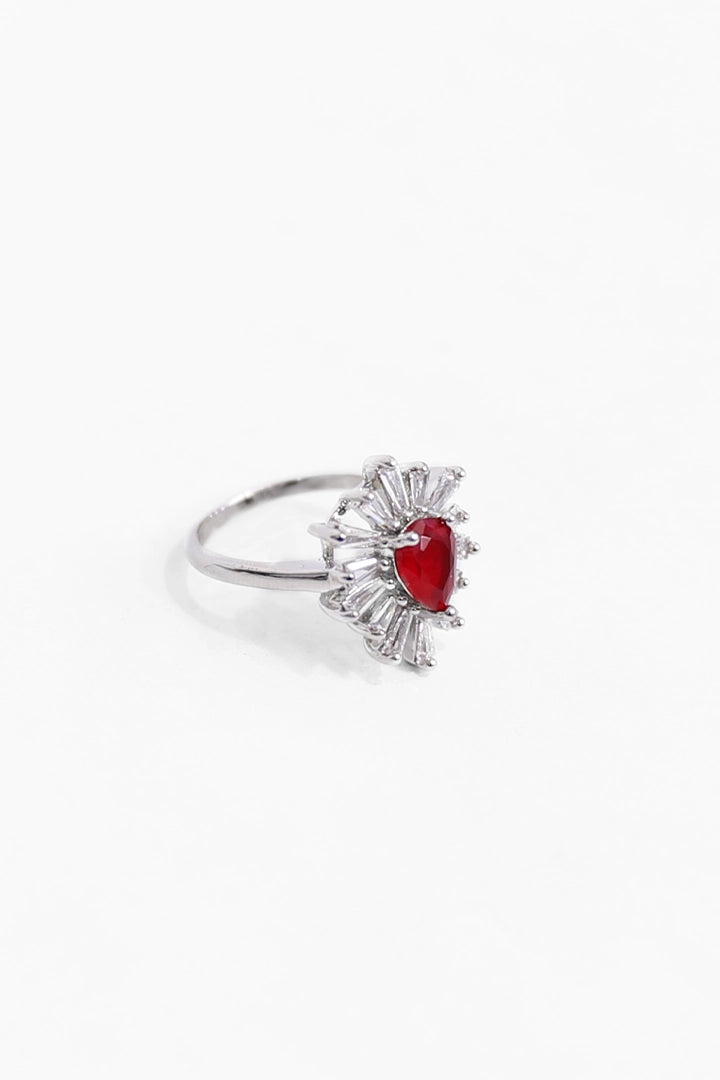 Drop Shape Red Stone Ring - Cougar Clothing