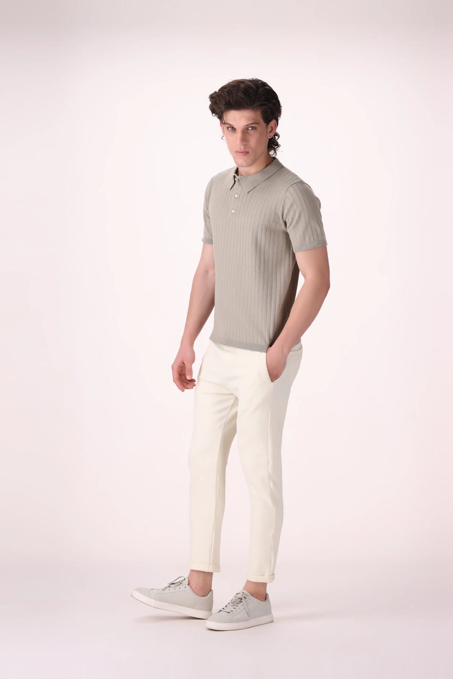 Rib Knit Polo Luxury Men Polo COUGAR (MEN OLD MONEY W24)