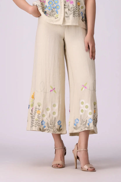 Embroidered Culottes Women Trouser COUGAR (S V-1 2025) XS Skin Women